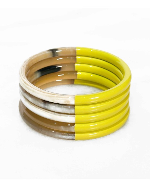 bracelet corne véritable - jaune - unique - coloré