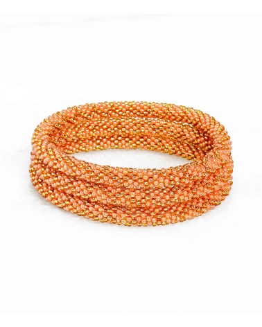 Bracelet népalais - orange - doré - tissé à la main