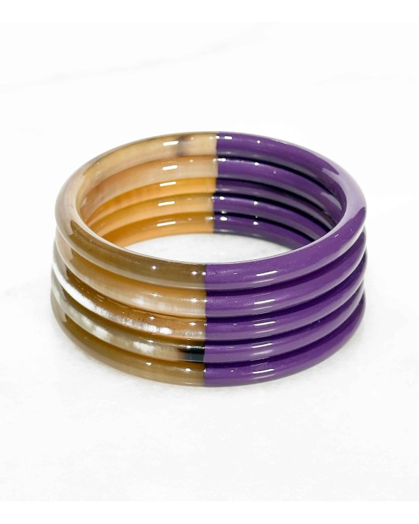 bracelet corne véritable - violet - unique - coloré