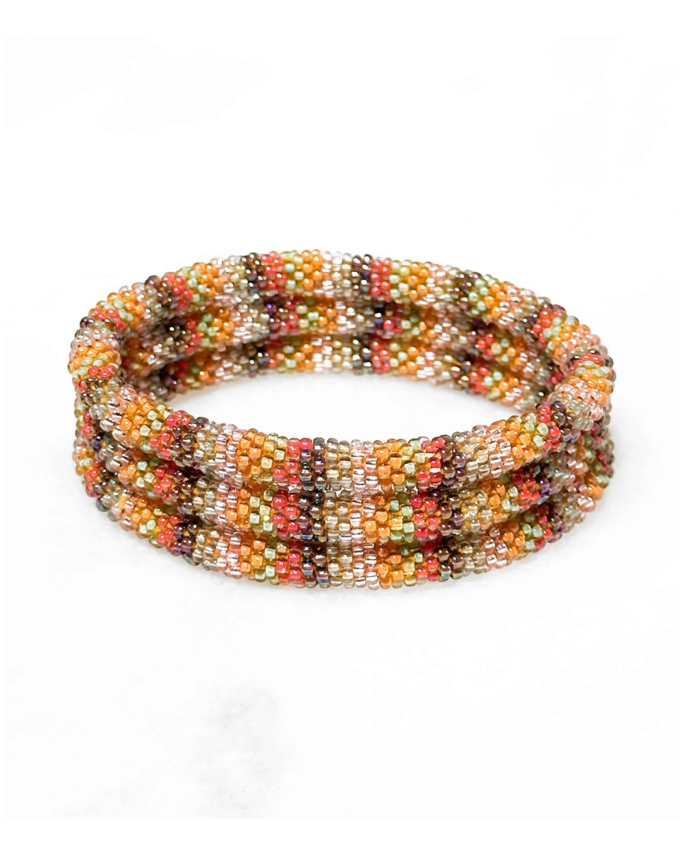 Bracelet népalais - automne - orange - marron - doré - tissé à la main