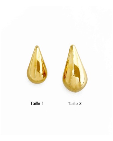 Boucles goutte - acier inoxydable - doré - petite - grande