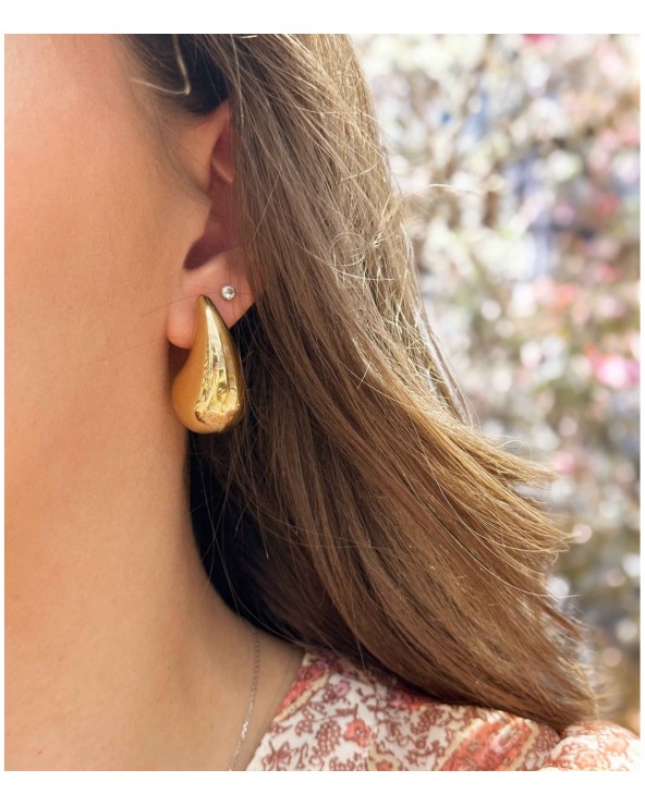 Boucles goutte - acier inoxydable - doré - petite - grande