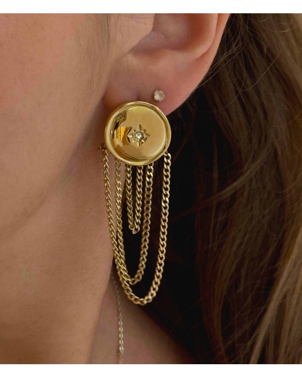 Boucles ronde  - acier inoxydable - doré - chaînettes - pendantes - paloma bijoux