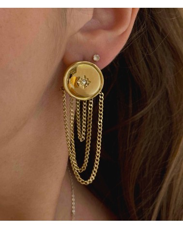 Boucles ronde  - acier inoxydable - doré - chaînettes - pendantes - paloma bijoux