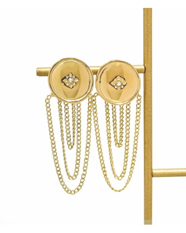Boucles ronde  - acier inoxydable - doré - chaînettes - pendantes - paloma bijoux