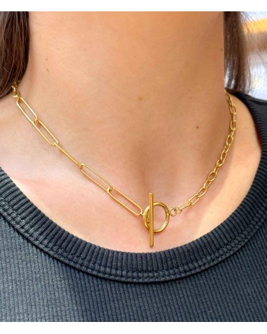 Collier asymétrique en acier inoxydable - fermoir à l'avant - collier tendance acier - Paloma Bijoux - Ne rouille pas