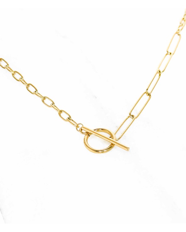 Collier asymétrique en acier inoxydable - fermoir à l'avant - collier tendance acier - Paloma Bijoux - Ne rouille pas