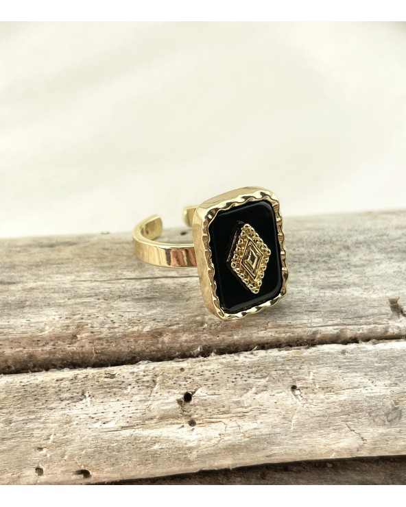 Bague losange pierres naturelles - onyx