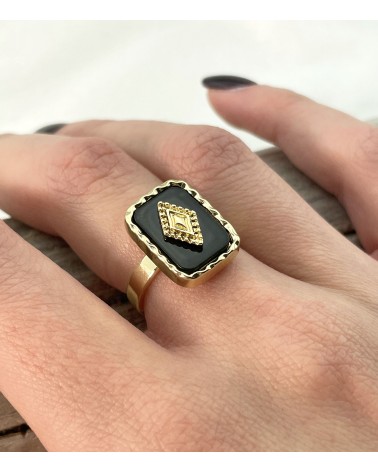 Bague losange pierres naturelles - onyx