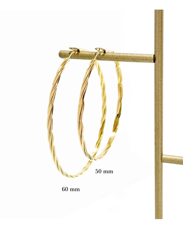 Boucles d'oreilles - créoles - doré - boules - torsadé - acier inoxydable  - paloma bijoux