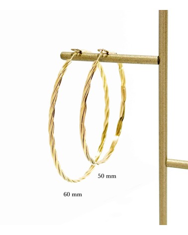 Boucles d'oreilles - créoles - doré - boules - torsadé - acier inoxydable  - paloma bijoux