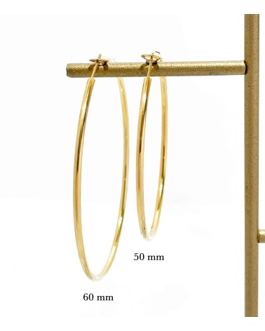 Boucles d'oreilles - créoles - doré - deux tailles - acier inoxydable  - paloma bijoux