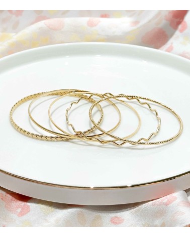Bracelet - jonc - plusieurs - doré - acier inoxydable - accumulation - paloma bijoux - femme