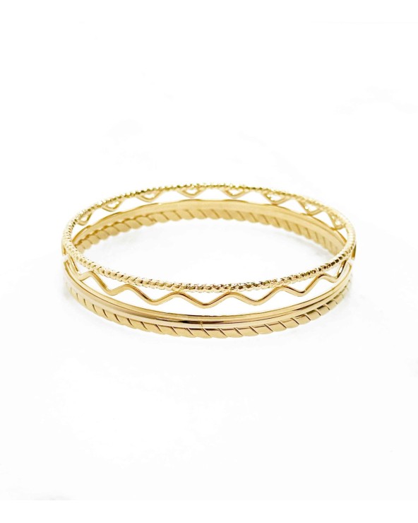Bracelet - jonc - plusieurs - doré - acier inoxydable - accumulation - paloma bijoux - femme