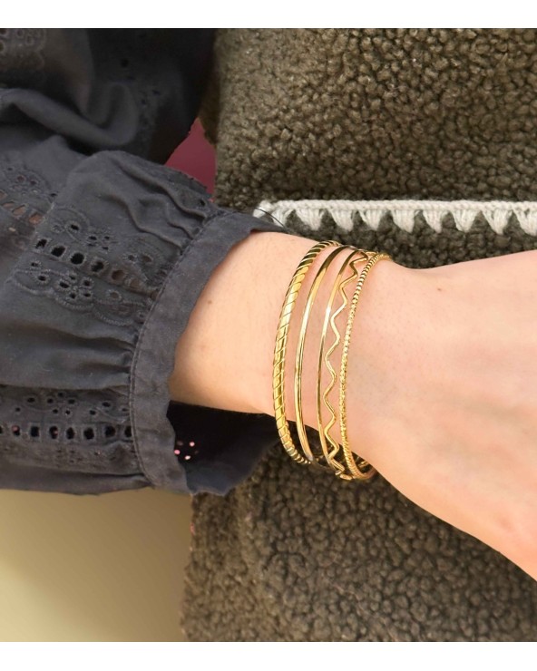Bracelet - jonc - plusieurs - doré - acier inoxydable - accumulation - paloma bijoux - femme