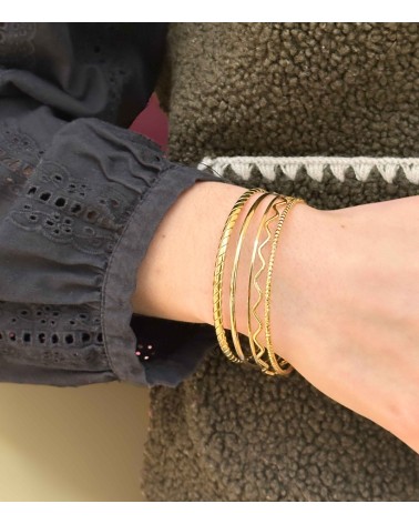 Bracelet - jonc - plusieurs - doré - acier inoxydable - accumulation - paloma bijoux - femme
