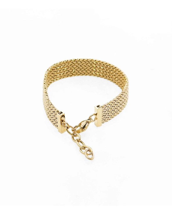 Bracelet - maille - fermoir - doré - acier inoxydable - large - paloma bijoux - femme