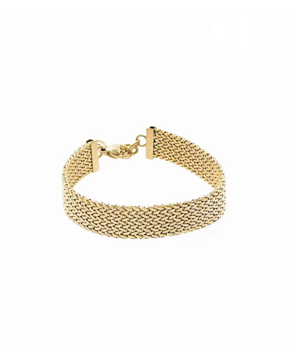 Bracelet - maille - fermoir - doré - acier inoxydable - large - paloma bijoux - femme