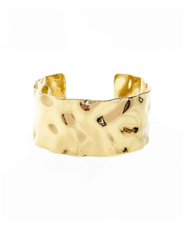 Manchette ajustable - acier inoxydable - doré - large - effet martelé - bracelet Paloma Bijoux - tendance printemps 2025