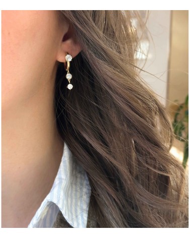 Boucles d'oreilles - pendantes - doré - strass - créole - acier inoxydable  - paloma bijoux