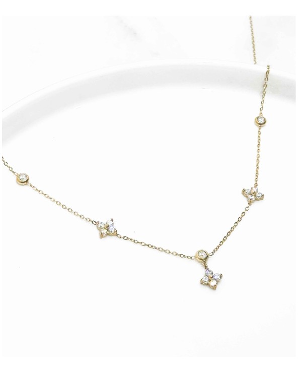 Collier - strass - fleurs - pendentif - accessoires - raffiné - paloma bijoux
