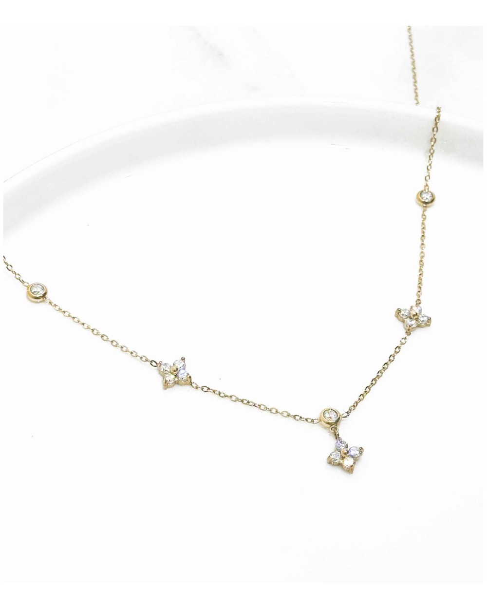 Collier - strass - fleurs - pendentif - accessoires - raffiné - paloma bijoux
