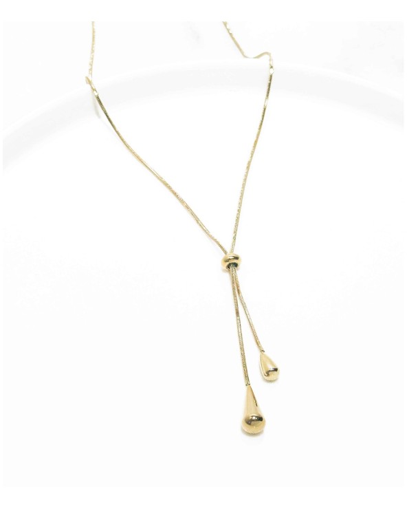 Collier - long - plongeant - gouttes - pendentif - réglable - paloma bijoux - acier inoxydable