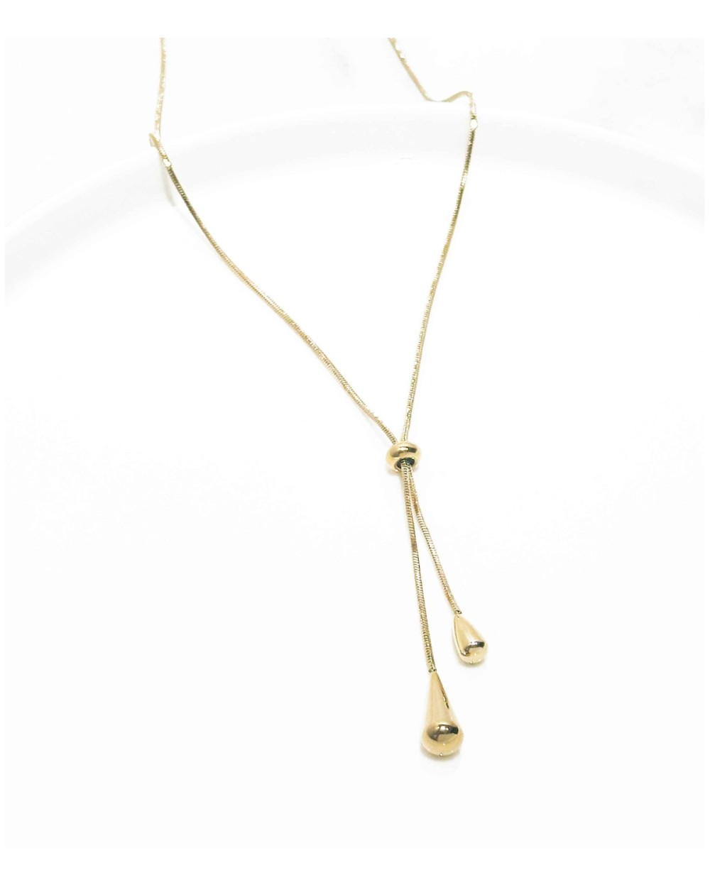 Collier - long - plongeant - gouttes - pendentif - réglable - paloma bijoux - acier inoxydable