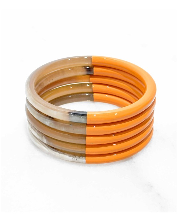 bracelet corne véritable - orange - été - unique - coloré