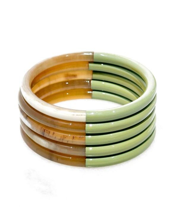 bracelet corne véritable - vert - été - unique - coloré