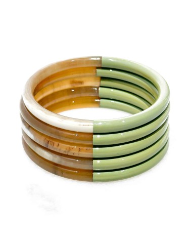 bracelet corne véritable - vert - été - unique - coloré