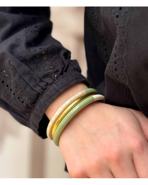 bracelet corne véritable - vert - été - unique - coloré