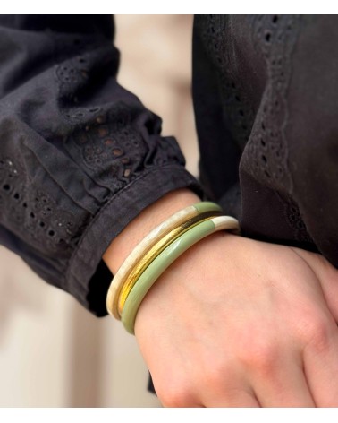 bracelet corne véritable - vert - été - unique - coloré