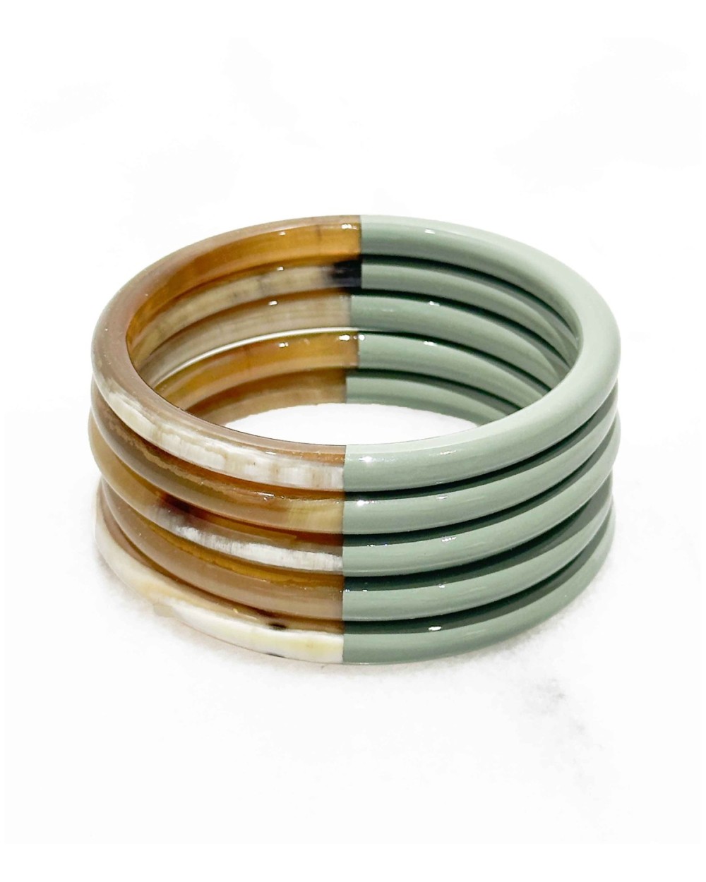 bracelet corne véritable - vert sauge - été - unique - coloré