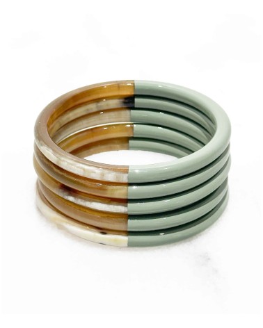 bracelet corne véritable - vert sauge - été - unique - coloré