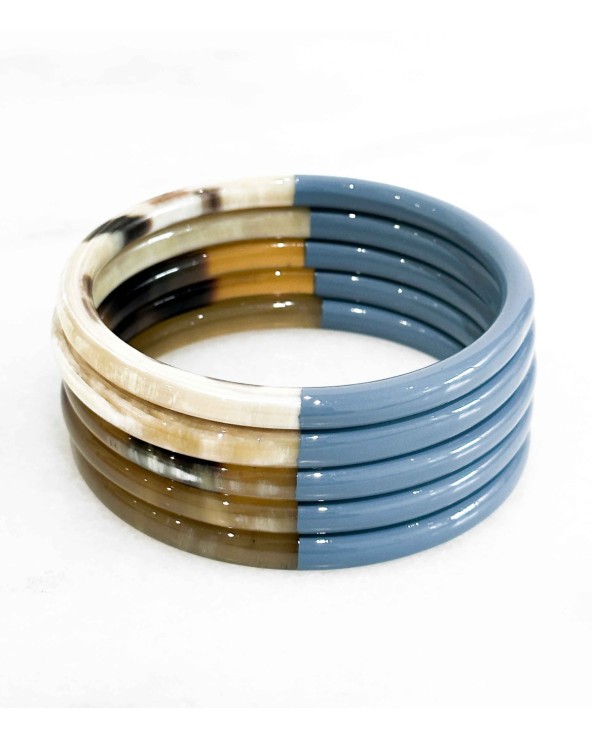 bracelet corne véritable - bleu - bleuet - tendance - été - unique - coloré