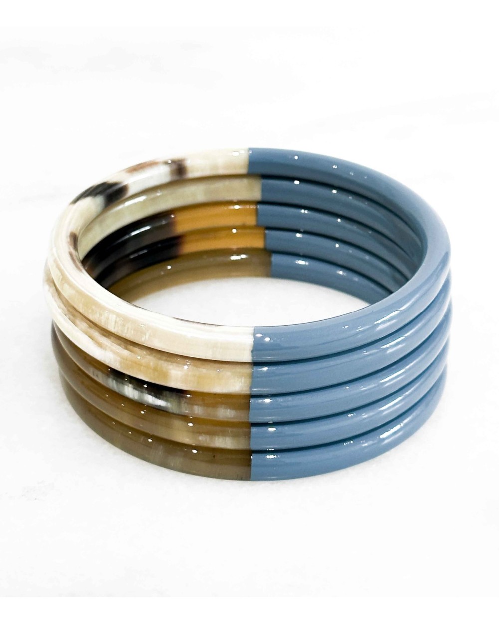 bracelet corne véritable - bleu - bleuet - tendance - été - unique - coloré
