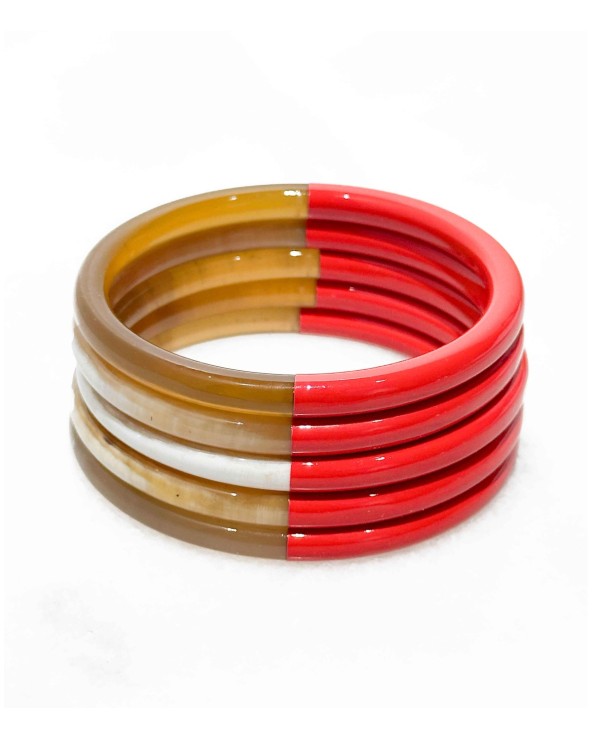 bracelet corne véritable - rouge - pétant - tendance - été - unique - coloré