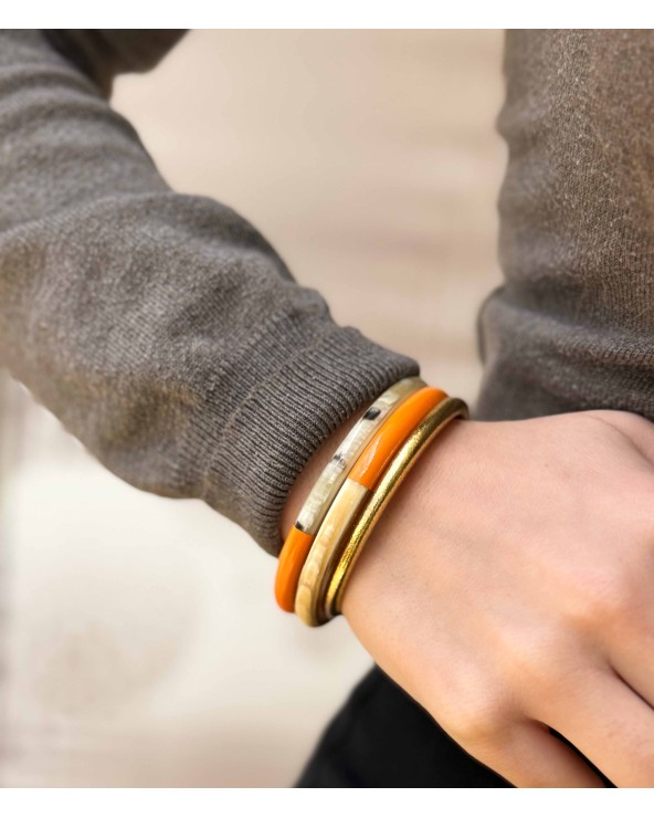 bracelet corne véritable - orange - vif - pétant - tendance - été - unique - coloré