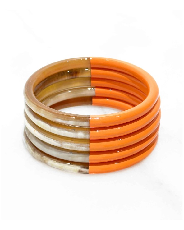 bracelet corne véritable - orange - vif - pétant - tendance - été - unique - coloré