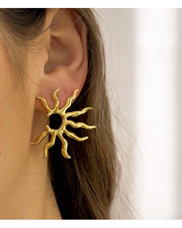 Boucles d'oreilles - demi soleil - sun - rayon - acier inoxydable - été - rouille pas - plage - paloma bijoux