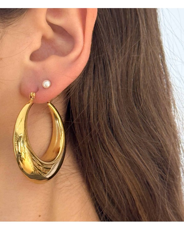 Boucles d'oreilles - créoles - large - imposante - acier inoxydable - été - rouille pas - plage - paloma bijoux