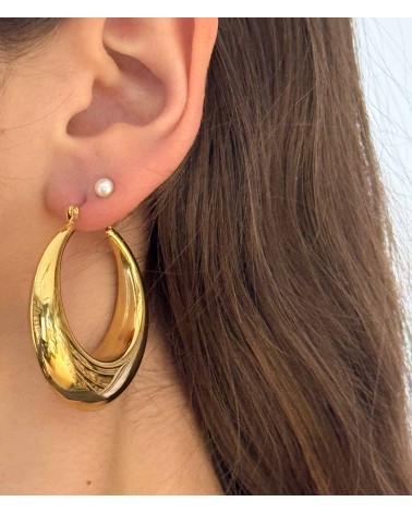 Boucles d'oreilles - créoles - large - imposante - acier inoxydable - été - rouille pas - plage - paloma bijoux