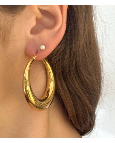 Boucles d'oreilles - créoles - large - imposante - acier inoxydable - été - rouille pas - plage - paloma bijoux