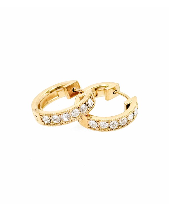 Boucles d'oreilles - doré - strass - créole - petites - acier inoxydable  - paloma bijoux