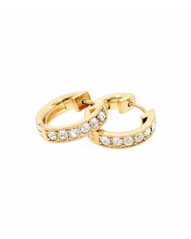 Boucles d'oreilles - doré - strass - créole - petites - acier inoxydable  - paloma bijoux