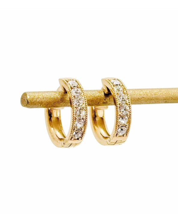 Boucles d'oreilles - doré - strass - créole - petites - acier inoxydable  - paloma bijoux