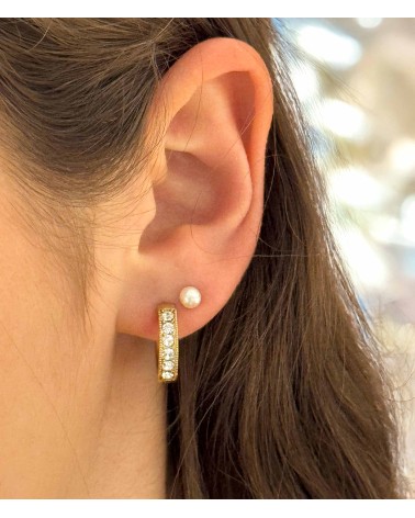 Boucles d'oreilles - doré - strass - créole - petites - acier inoxydable  - paloma bijoux