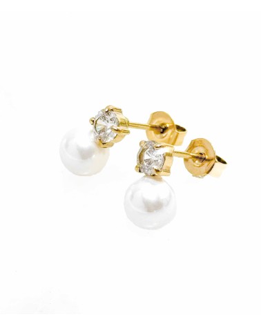 Boucles d'oreilles - doré - strass - perle - puce - acier inoxydable  - paloma bijoux