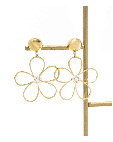 Boucles d'oreilles - fleur - grosses - imposantes - Flora - acier inoxydable  - paloma bijoux